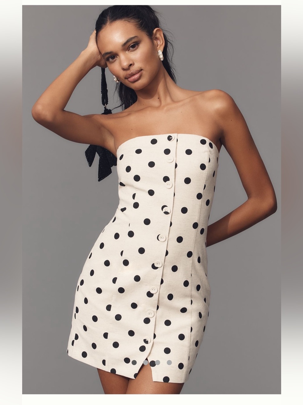 Endless Rose Cream Strapless Polka Dot Dress